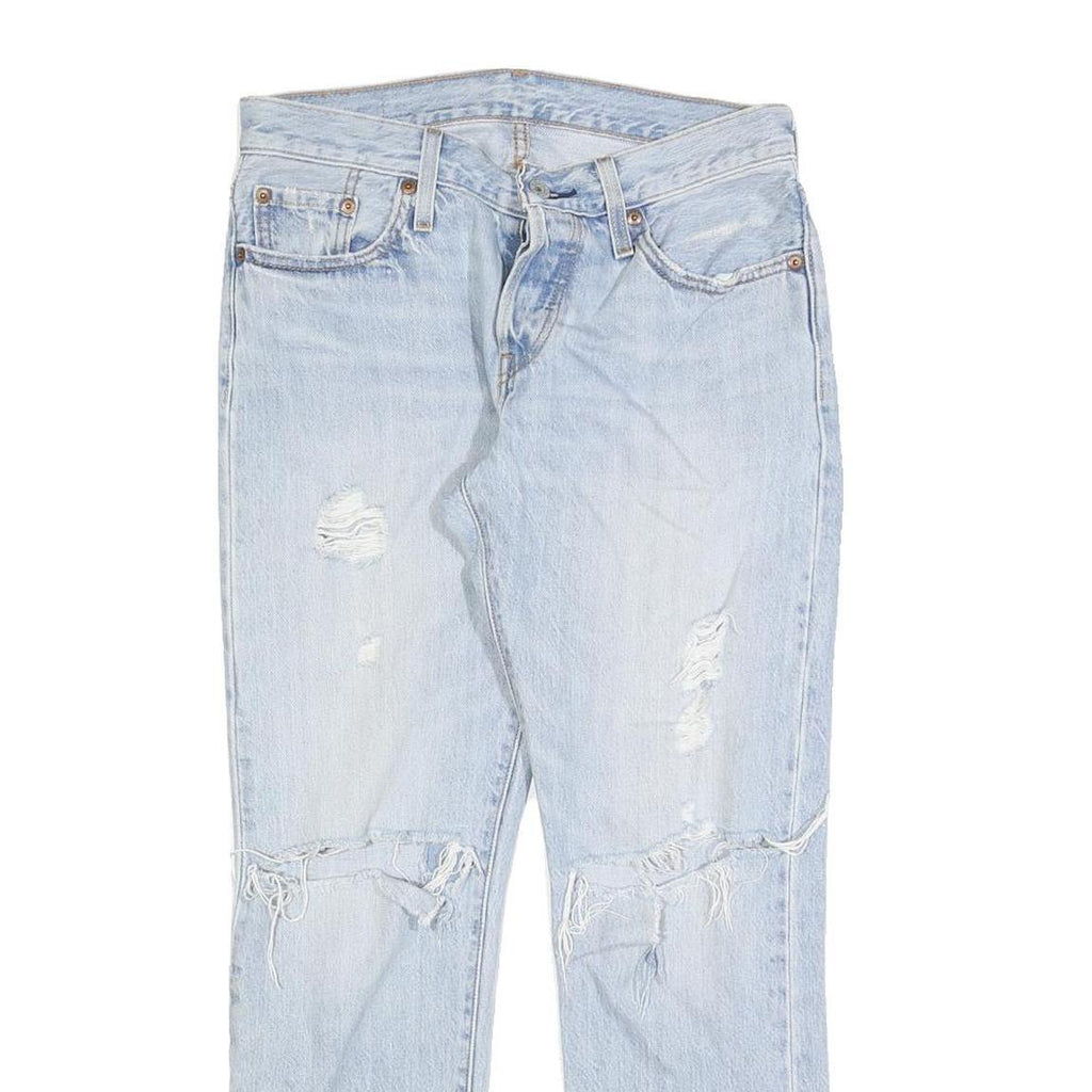 LEVI'S 501CT Womens Jeans Blue Classic Straight Denim Light W28 L27 Ripped