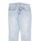 LEVI'S 501CT Womens Jeans Blue Classic Straight Denim Light W28 L27 Ripped
