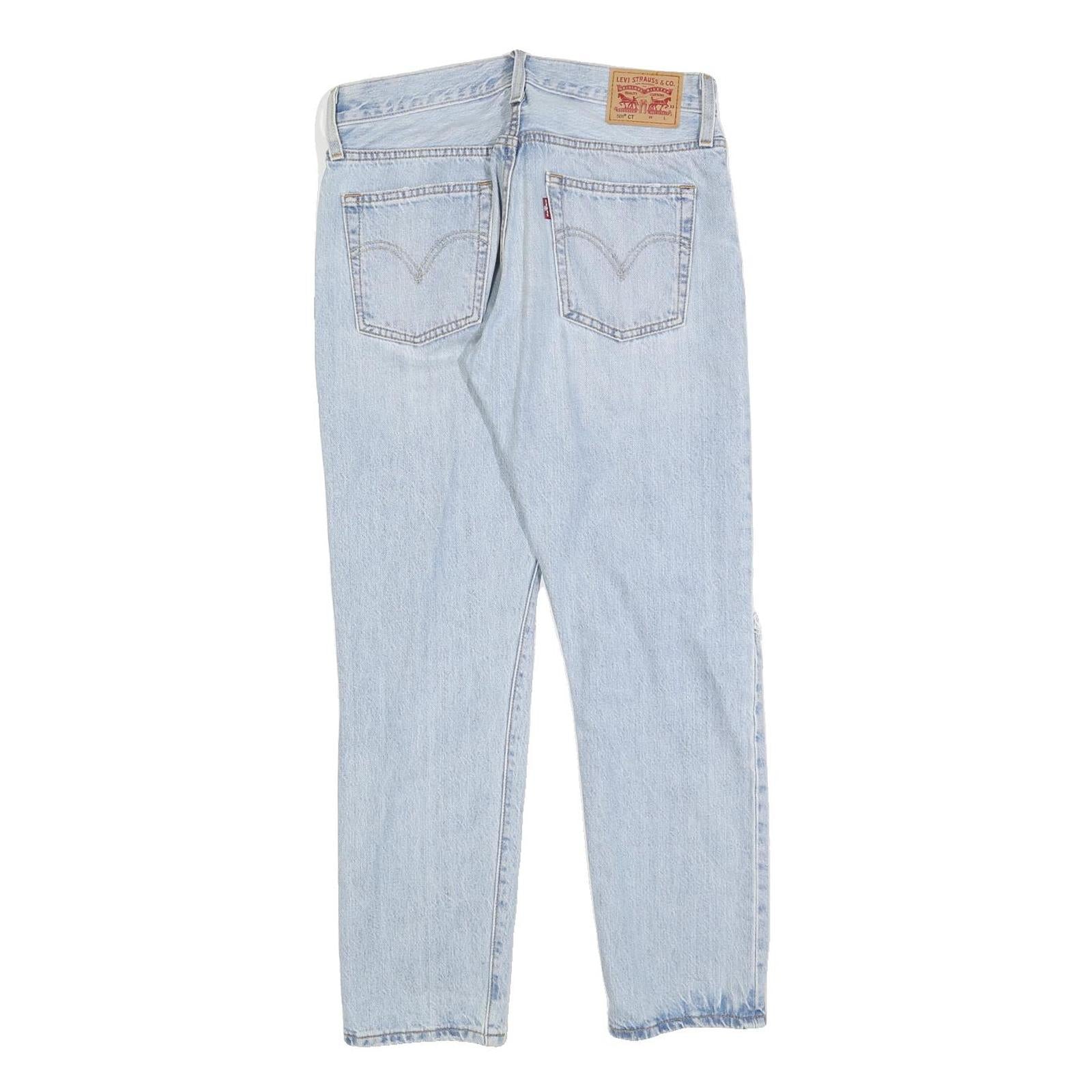 LEVI'S 501CT Womens Jeans Blue Classic Straight Denim Light W28 L27 Ripped