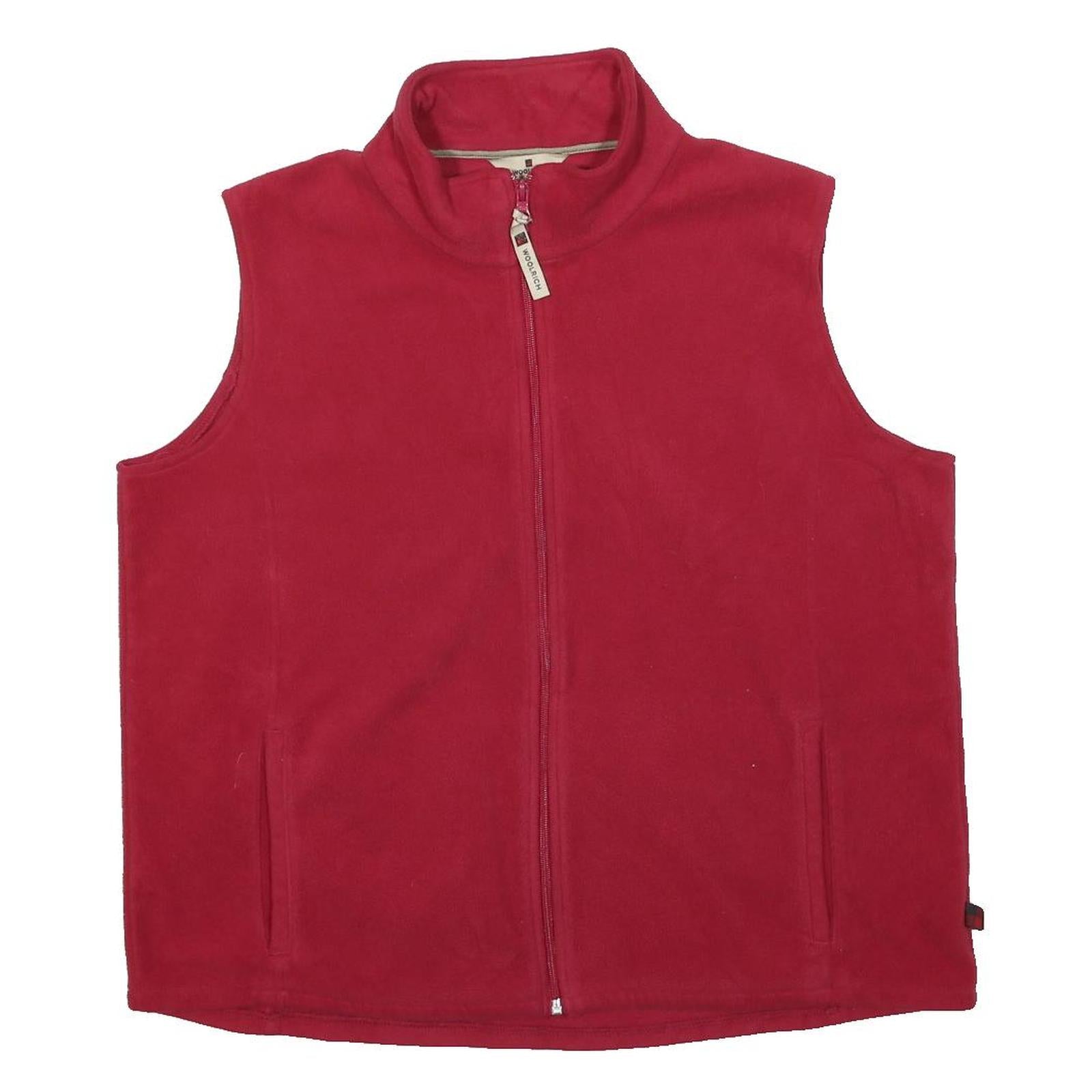 WOOLRICH Womens Red Fleece Zip Up XL Sleeveless Outdoor Vest Jacket Comfortable