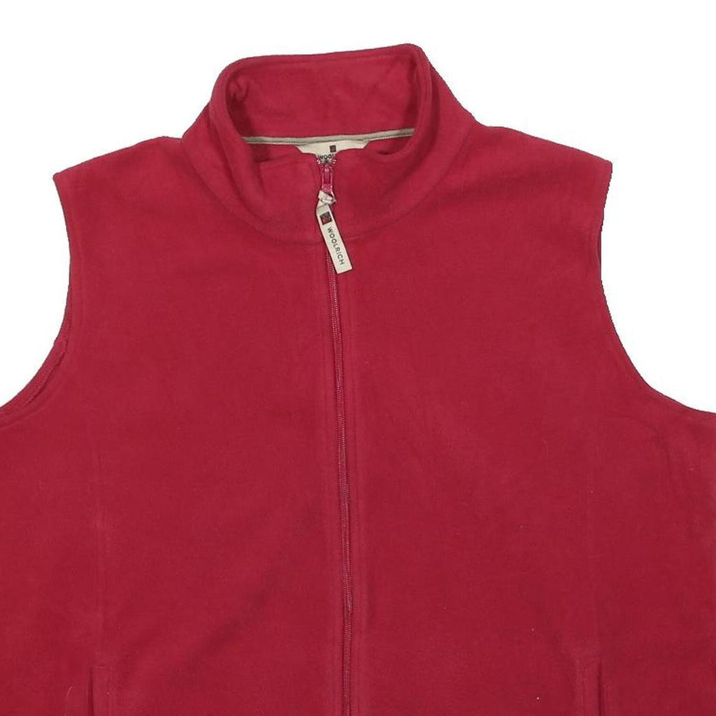 WOOLRICH Womens Red Fleece Zip Up XL Sleeveless Outdoor Vest Jacket Comfortable
