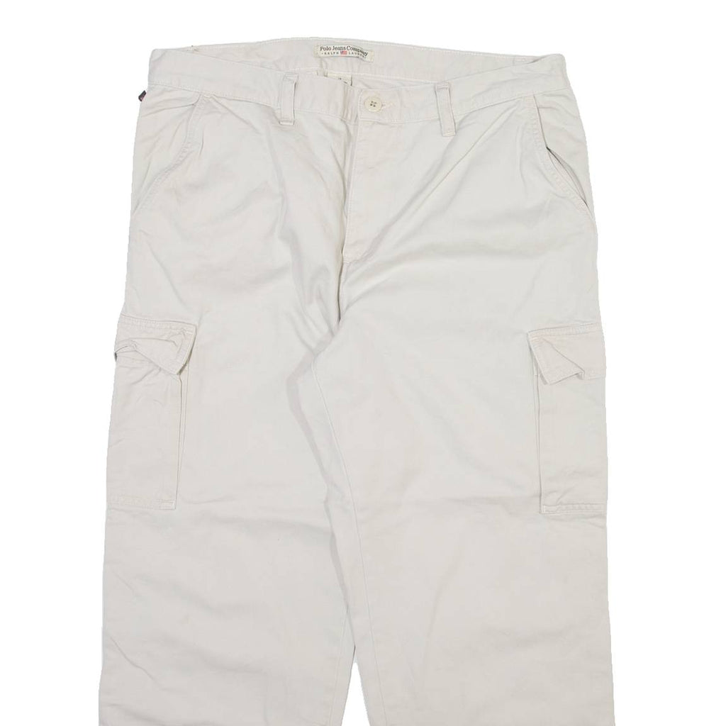 RALPH LAUREN POLO JEANS COMPANY Cargo Womens Trousers Beige Straight W34 L26