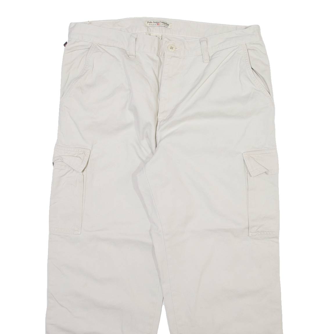RALPH LAUREN POLO JEANS COMPANY Cargo Womens Trousers Beige Straight W34 L26