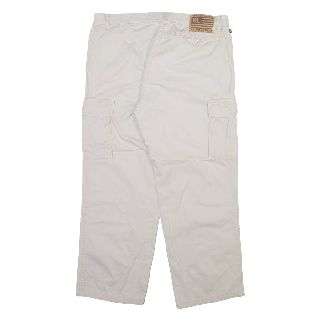 RALPH LAUREN POLO JEANS COMPANY Cargo Womens Trousers Beige Straight W34 L26