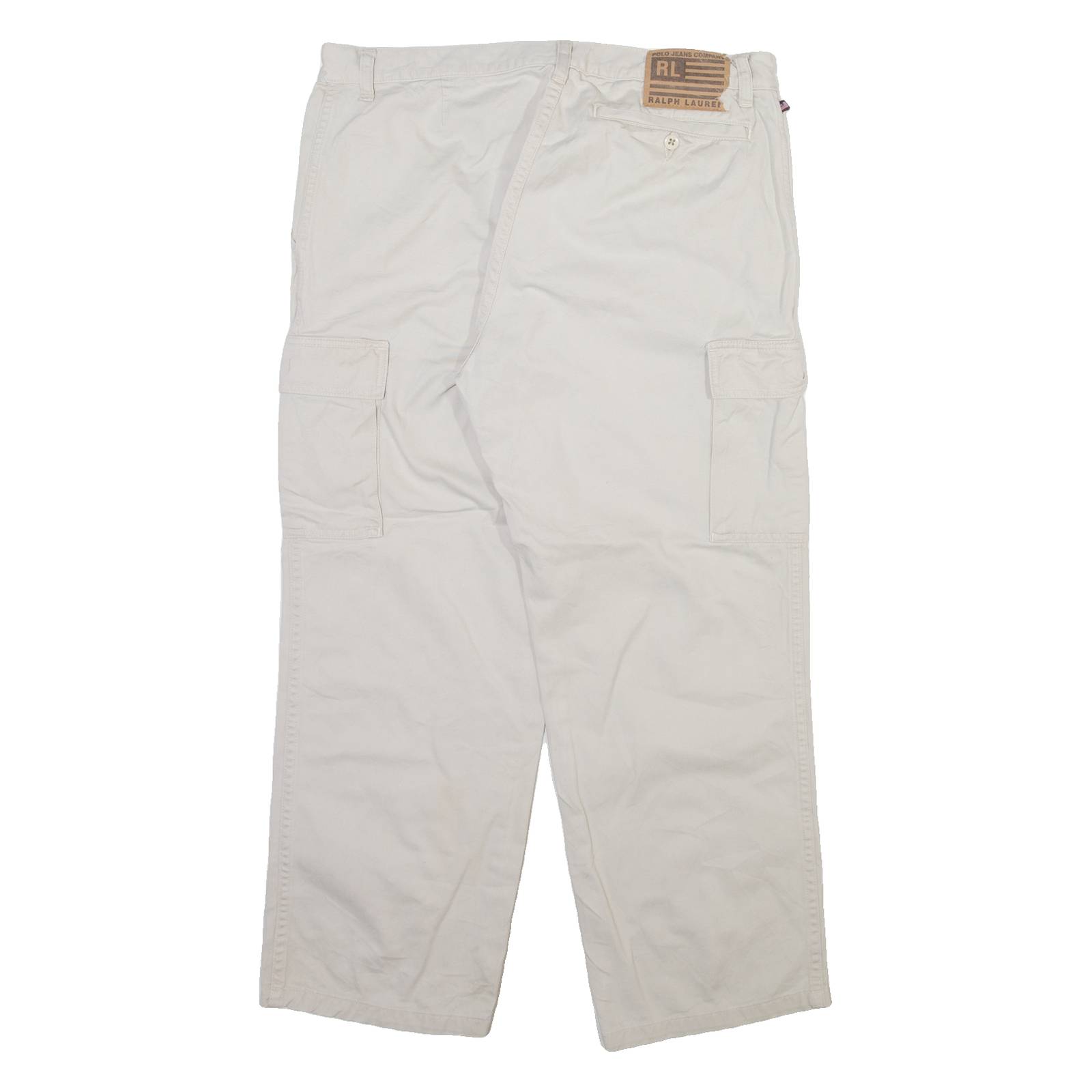RALPH LAUREN POLO JEANS COMPANY Cargo Womens Trousers Beige Straight W34 L26