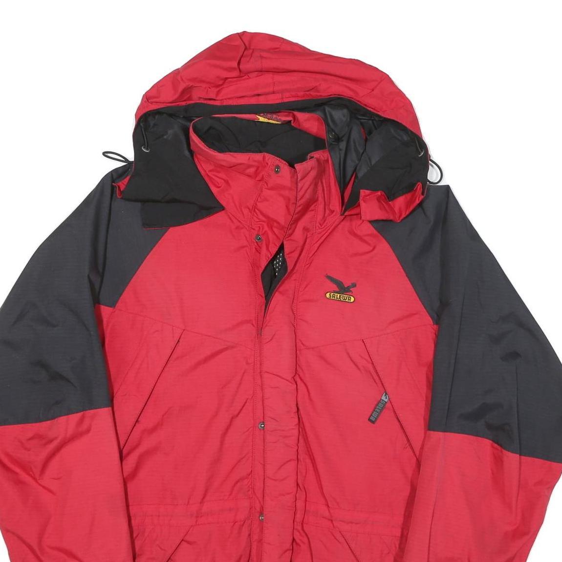 SALEWA Mens Red & Black Outdoor Jacket L Polyester Blend Zip Hooded