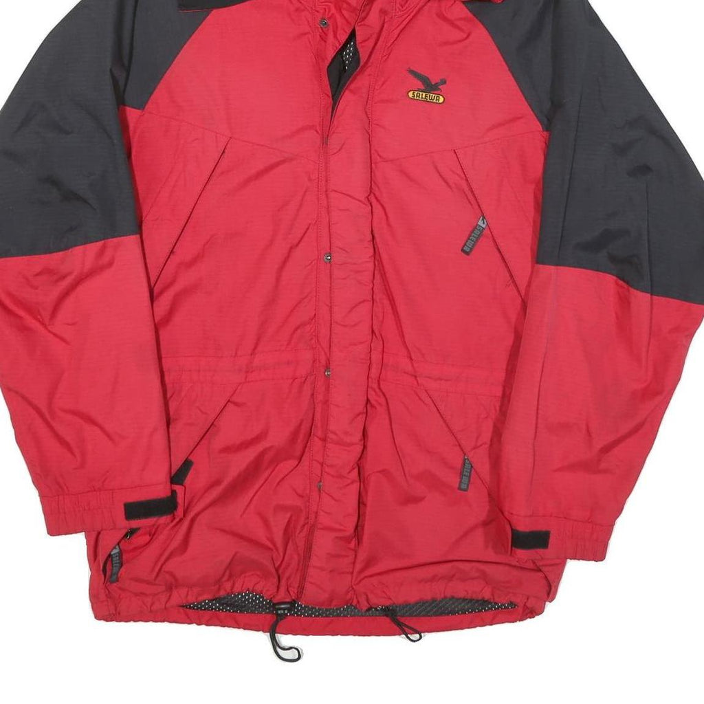 SALEWA Mens Red & Black Outdoor Jacket L Polyester Blend Zip Hooded