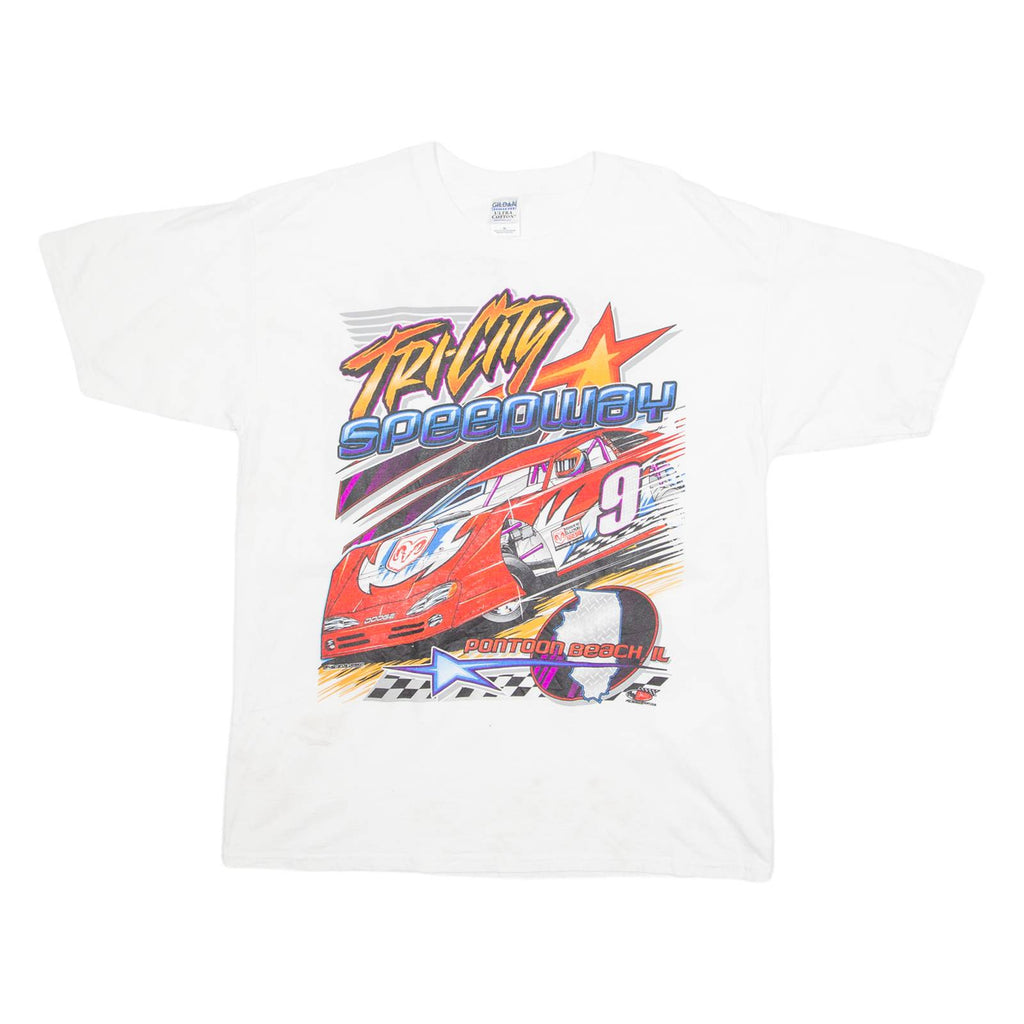 GILDAN Tri-City Speedway Pontoon Beach Mens T-Shirt White USA XL