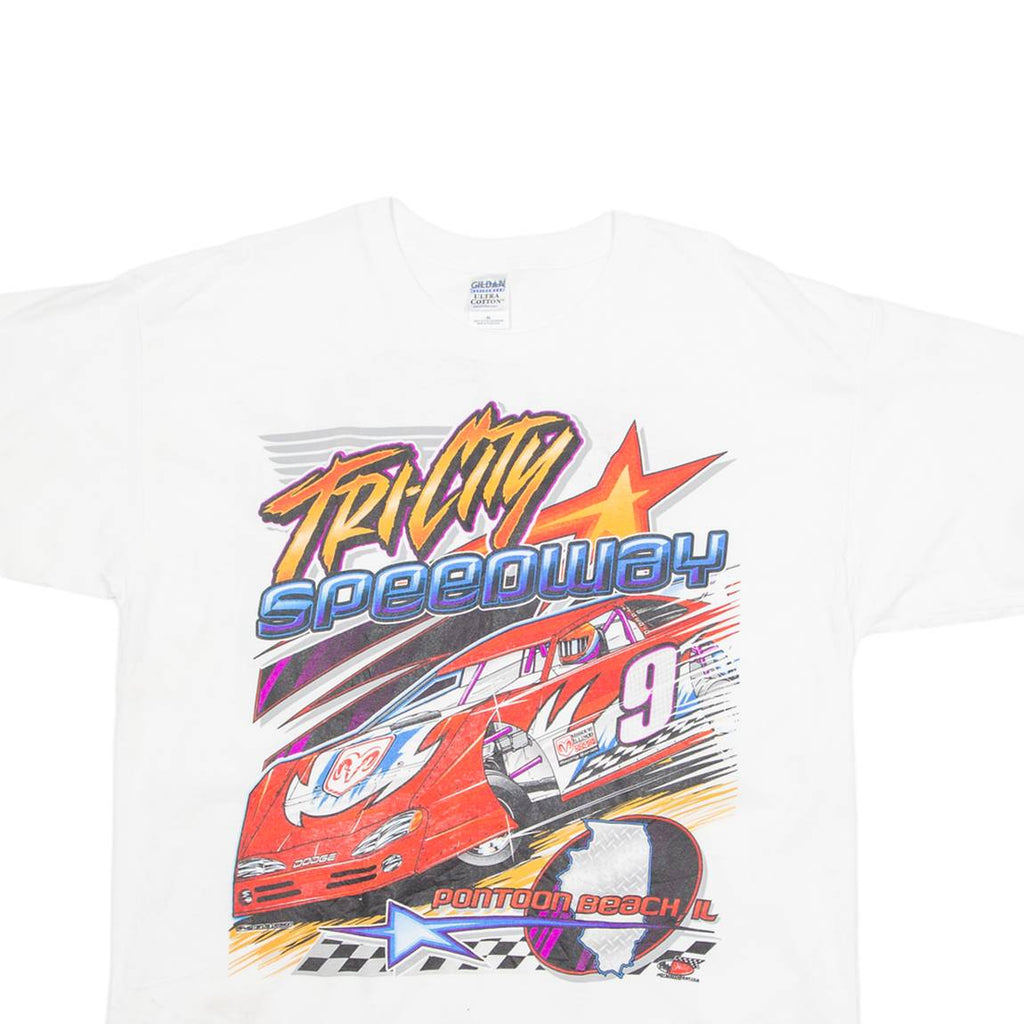 GILDAN Tri-City Speedway Pontoon Beach Mens T-Shirt White USA XL