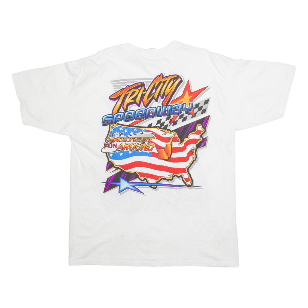 GILDAN Tri-City Speedway Pontoon Beach Mens T-Shirt White USA XL