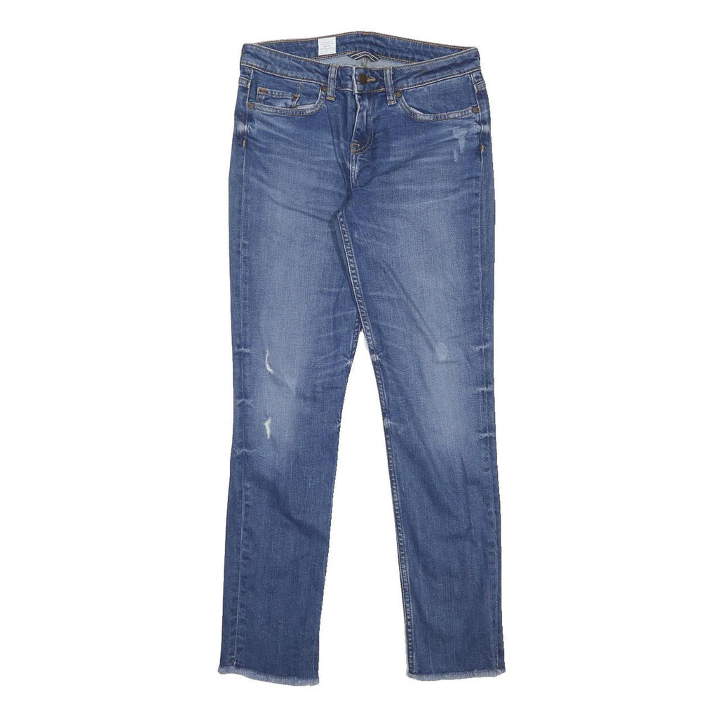 TOMMY HILFIGER Mens Slim Blue Jeans Denim W27 L28 Distressed Zip Closure
