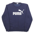 PUMA Mens Blue Crew Neck Sweatshirt S Cotton Blend Pullover Sport Casual