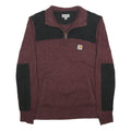 CARHARTT Mens Maroon & Black Patterned Jumper Half Zip Collar Wool Blend L
