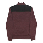 CARHARTT Mens Maroon & Black Patterned Jumper Half Zip Collar Wool Blend L