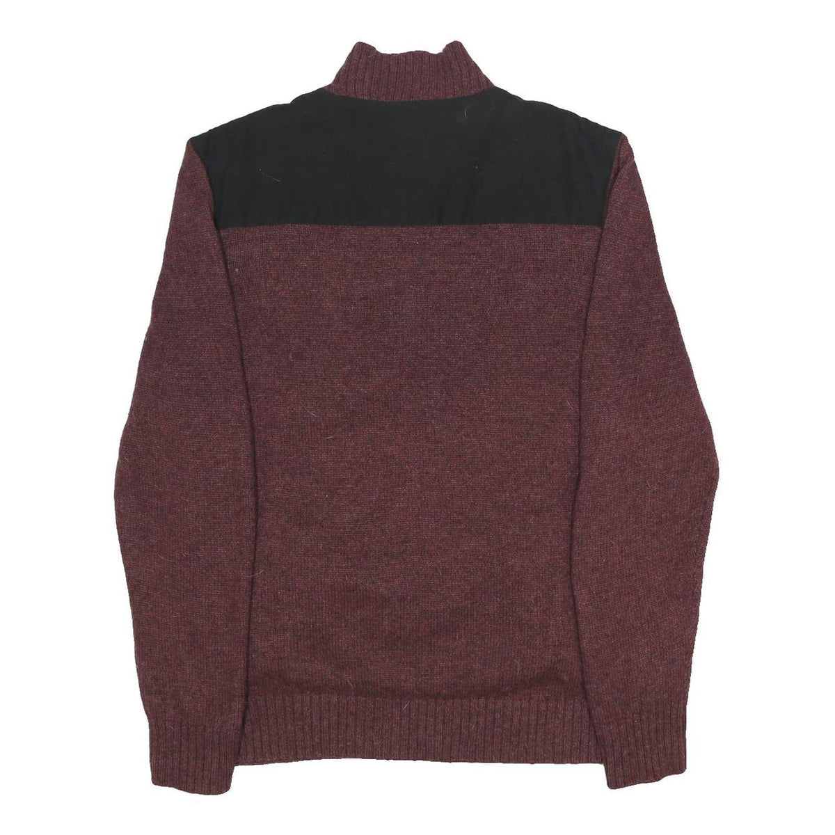 CARHARTT Mens Maroon & Black Patterned Jumper Half Zip Collar Wool Blend L