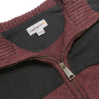 CARHARTT Mens Maroon & Black Patterned Jumper Half Zip Collar Wool Blend L