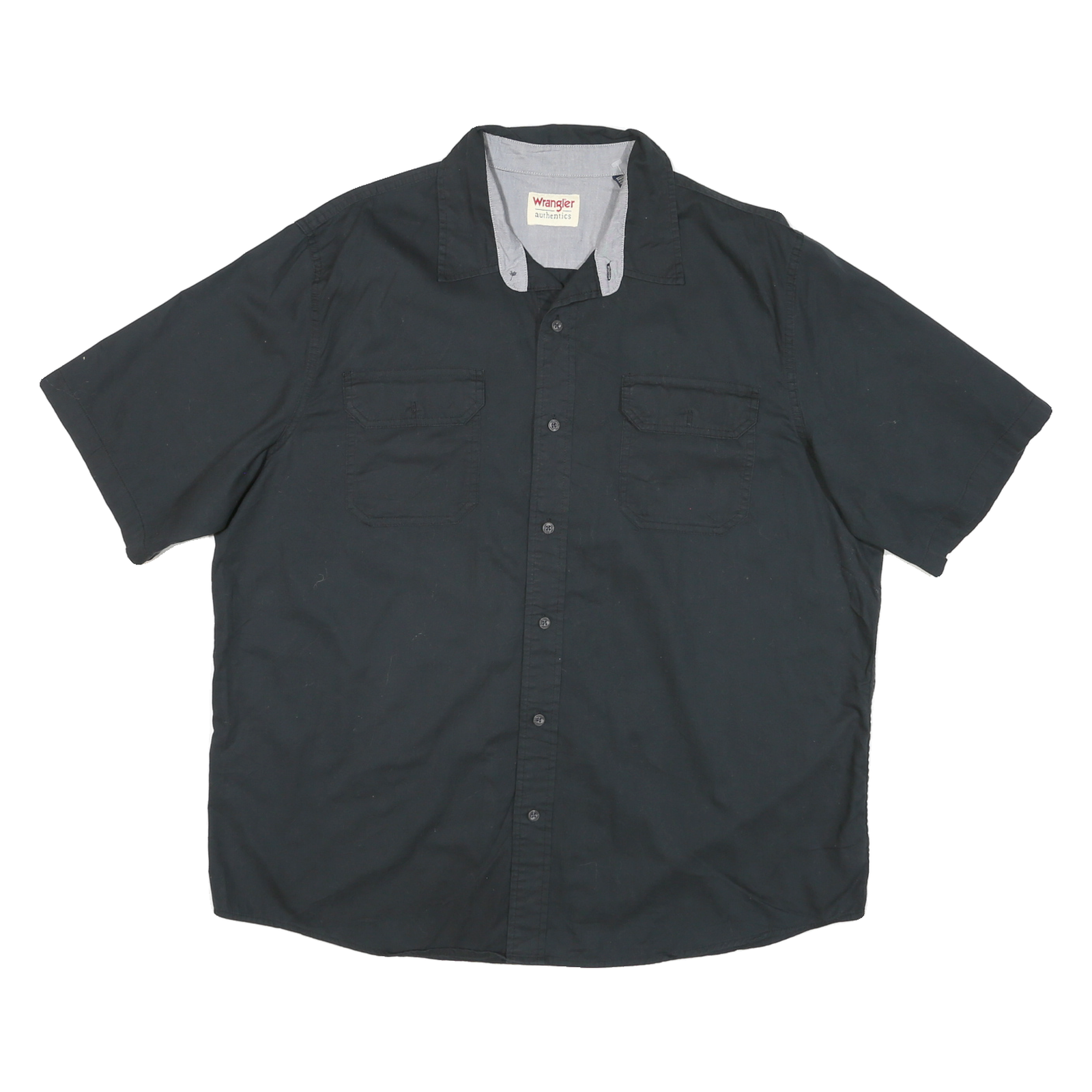 WRANGLER Mens Black Short Sleeve Cotton Blend Shirt XL Casual Button Pocket