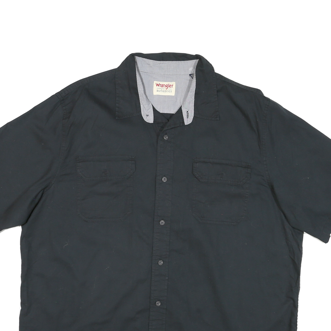 WRANGLER Mens Black Short Sleeve Cotton Blend Shirt XL Casual Button Pocket