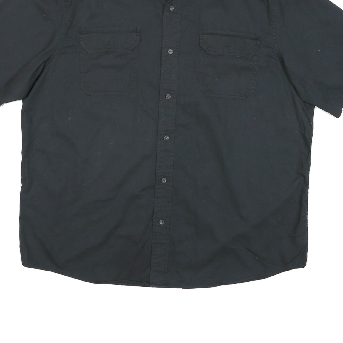 WRANGLER Mens Black Short Sleeve Cotton Blend Shirt XL Casual Button Pocket