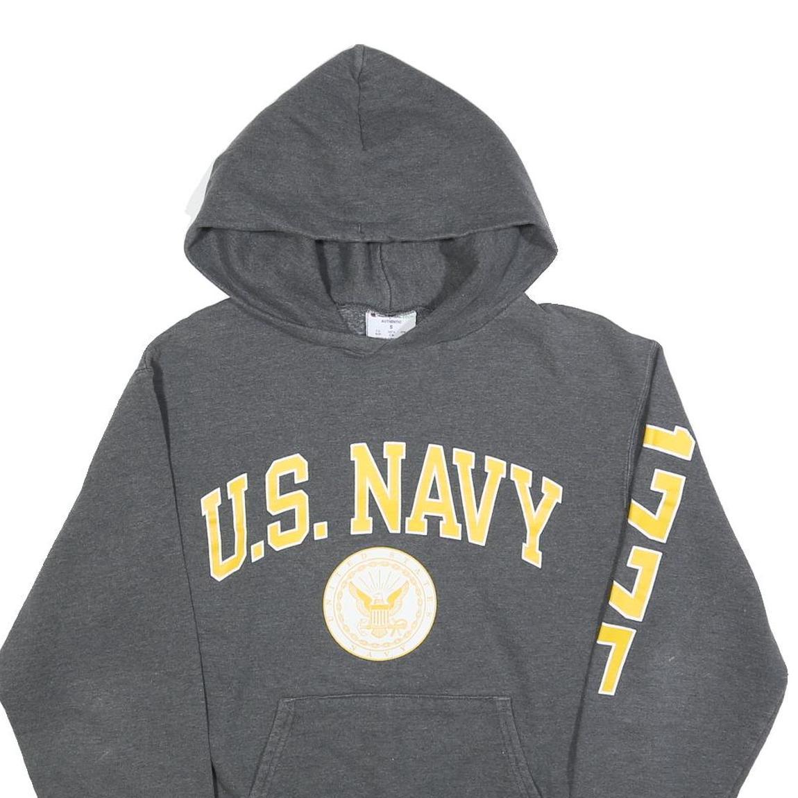 CHAMPION Mens Grey U.S. Navy Pullover Hoodie S Cotton Blend Casual