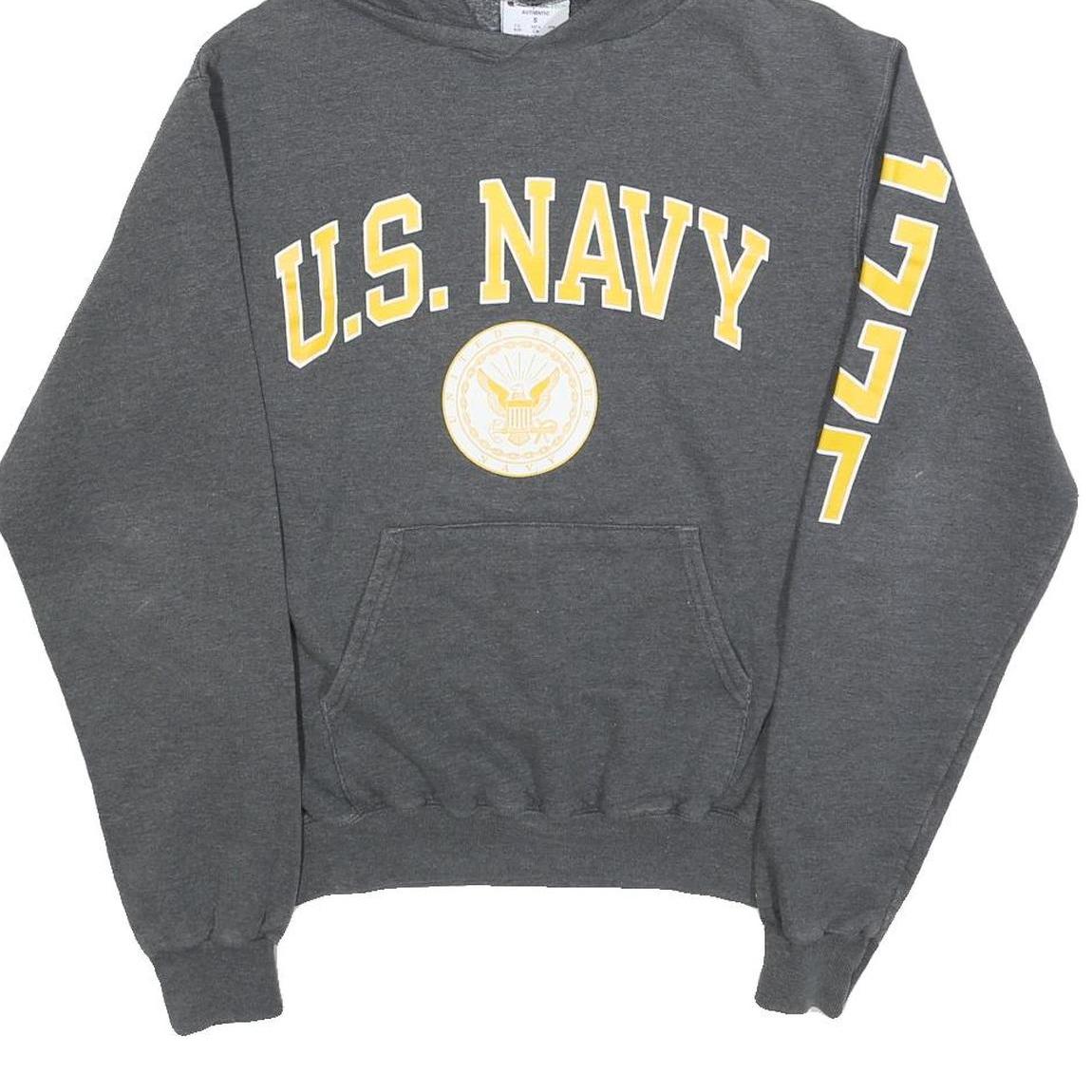 CHAMPION Mens Grey U.S. Navy Pullover Hoodie S Cotton Blend Casual