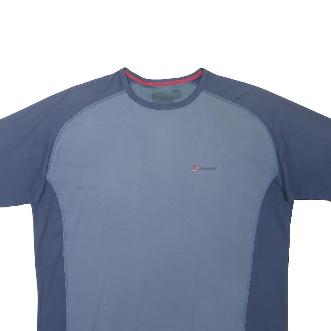 BERGHAUS Mens Blue Polyester Blend T-Shirt XL Short Sleeve Crew Neck Outdoor