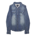 GUESS Womens Blue Denim Shirt S Button Front Casual Lightweight
