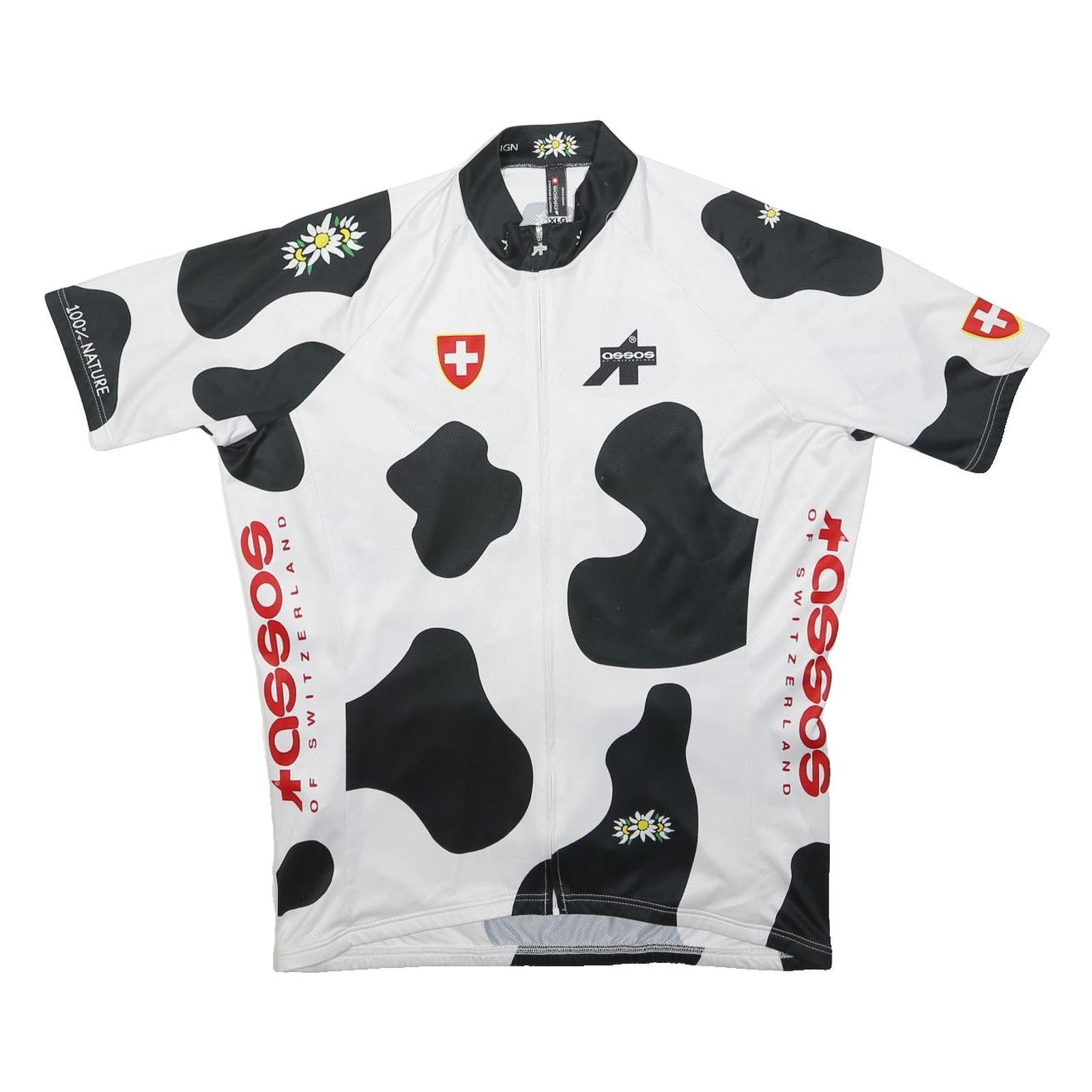 ASSOS Mens White & Black Cycling Jersey XL Short Sleeve Crew Neck Swiss Graphic