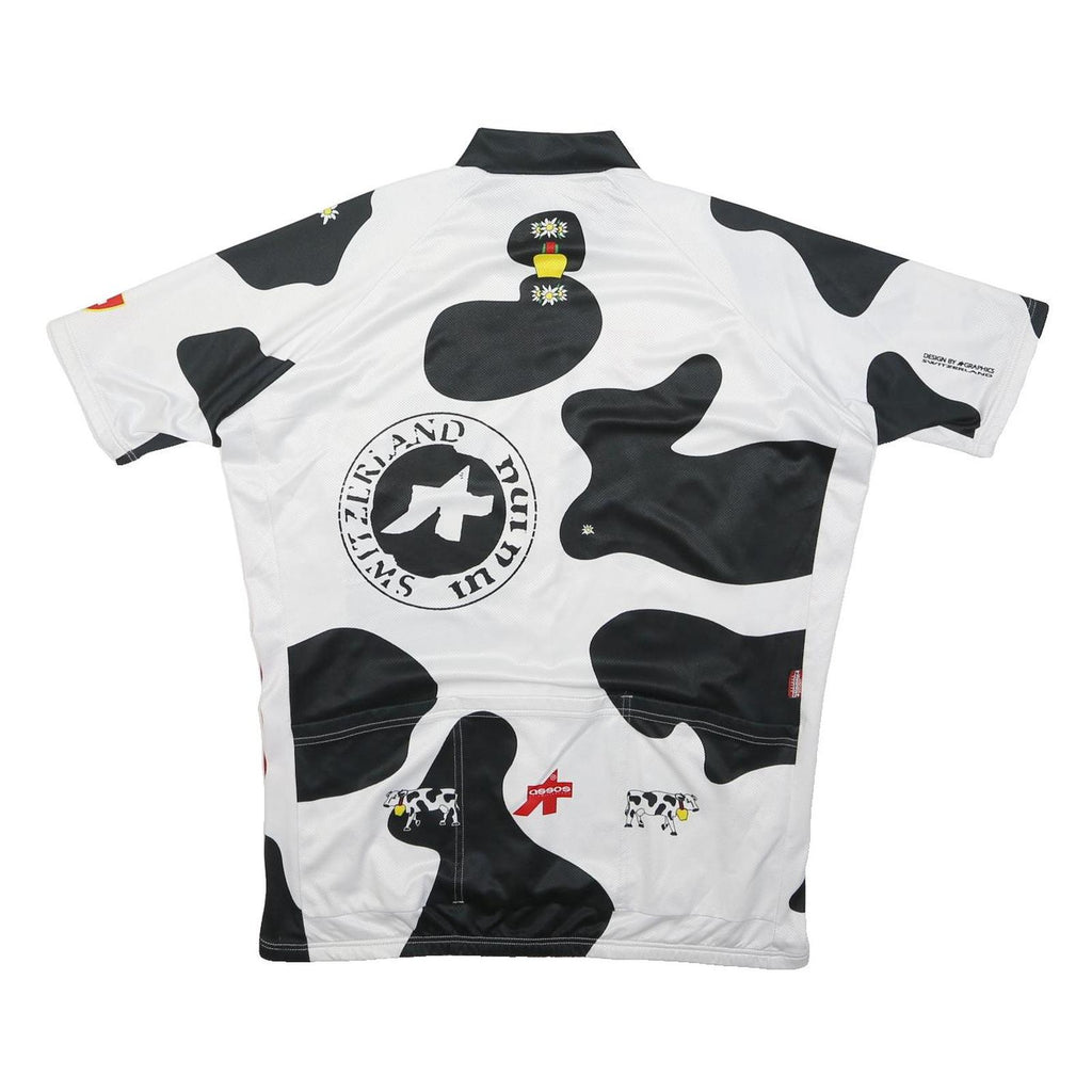 ASSOS Mens White & Black Cycling Jersey XL Short Sleeve Crew Neck Swiss Graphic
