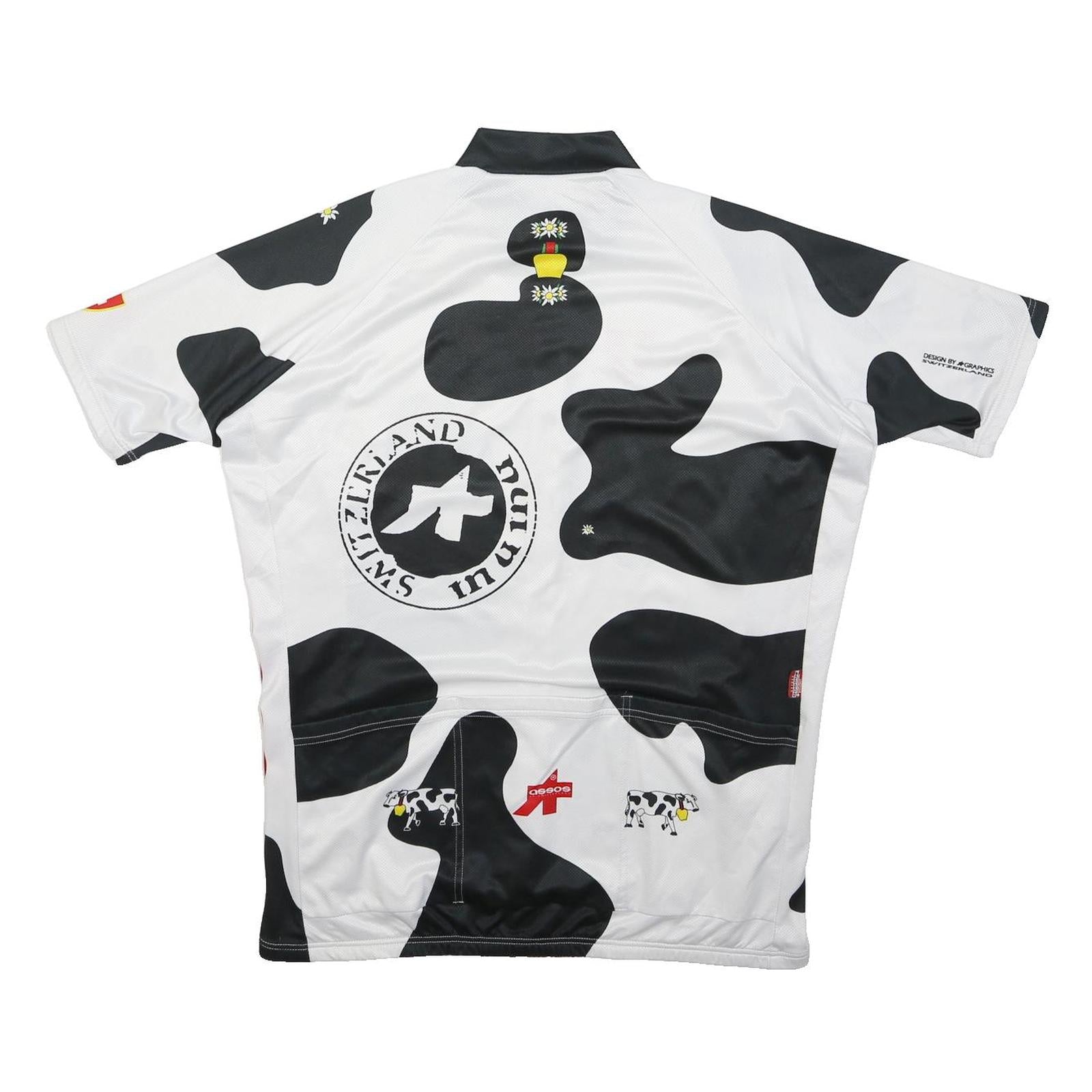 ASSOS Mens White & Black Cycling Jersey XL Short Sleeve Crew Neck Swiss Graphic