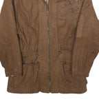 GLOBAL IDENTITY Mens Brown Leather Jacket S Nubuck Zip Casual Outerwear