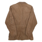 GLOBAL IDENTITY Mens Brown Leather Jacket S Nubuck Zip Casual Outerwear