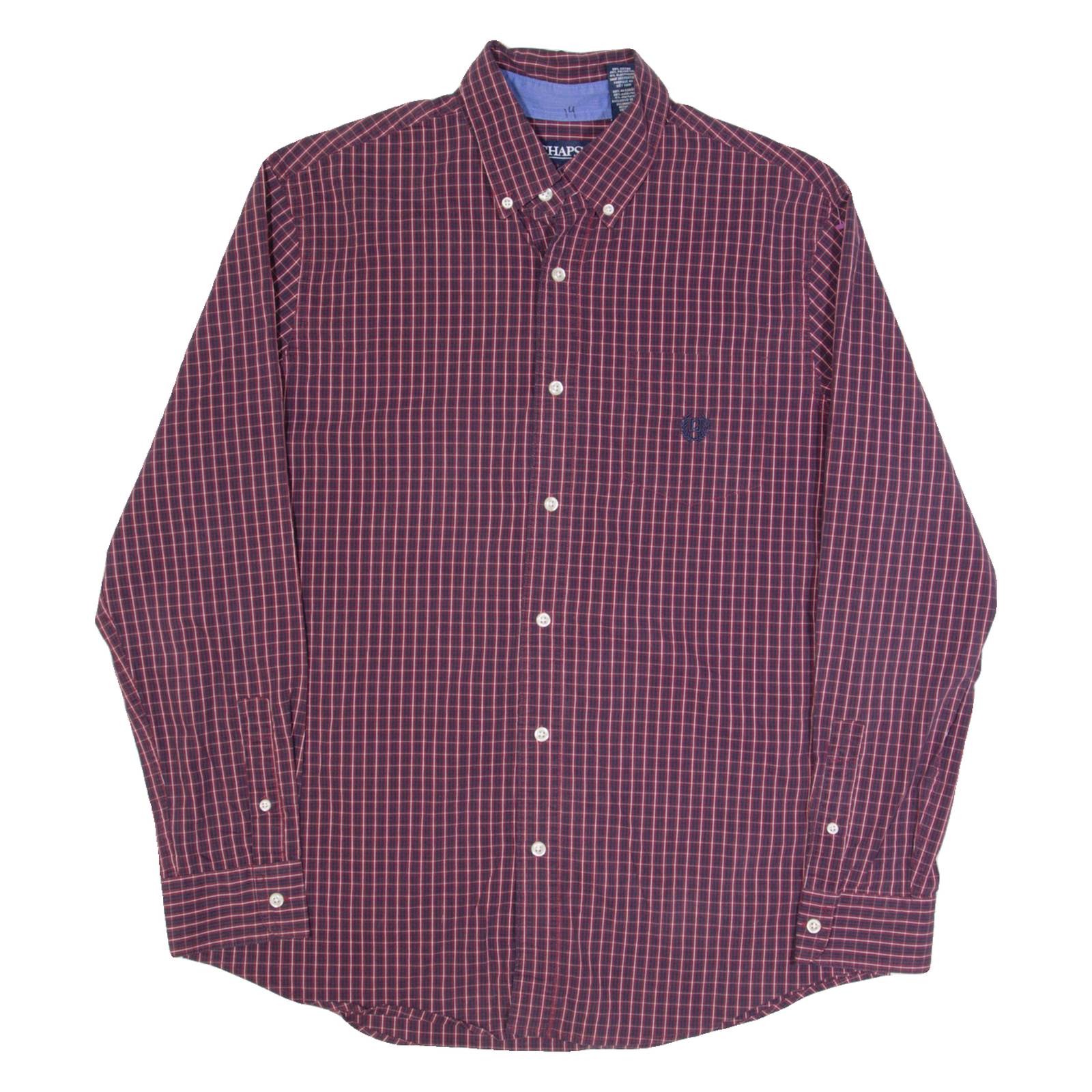 CHAPS Mens Shirt Red Check Long Sleeve L