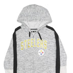NFL Womens Grey & Black Steelers Full Zip Hoodie L Team Logo Sportswear