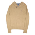 TOMMY HILFIGER Mens Beige Cotton Blend Patterned Shawl Collar Jumper L Cotton