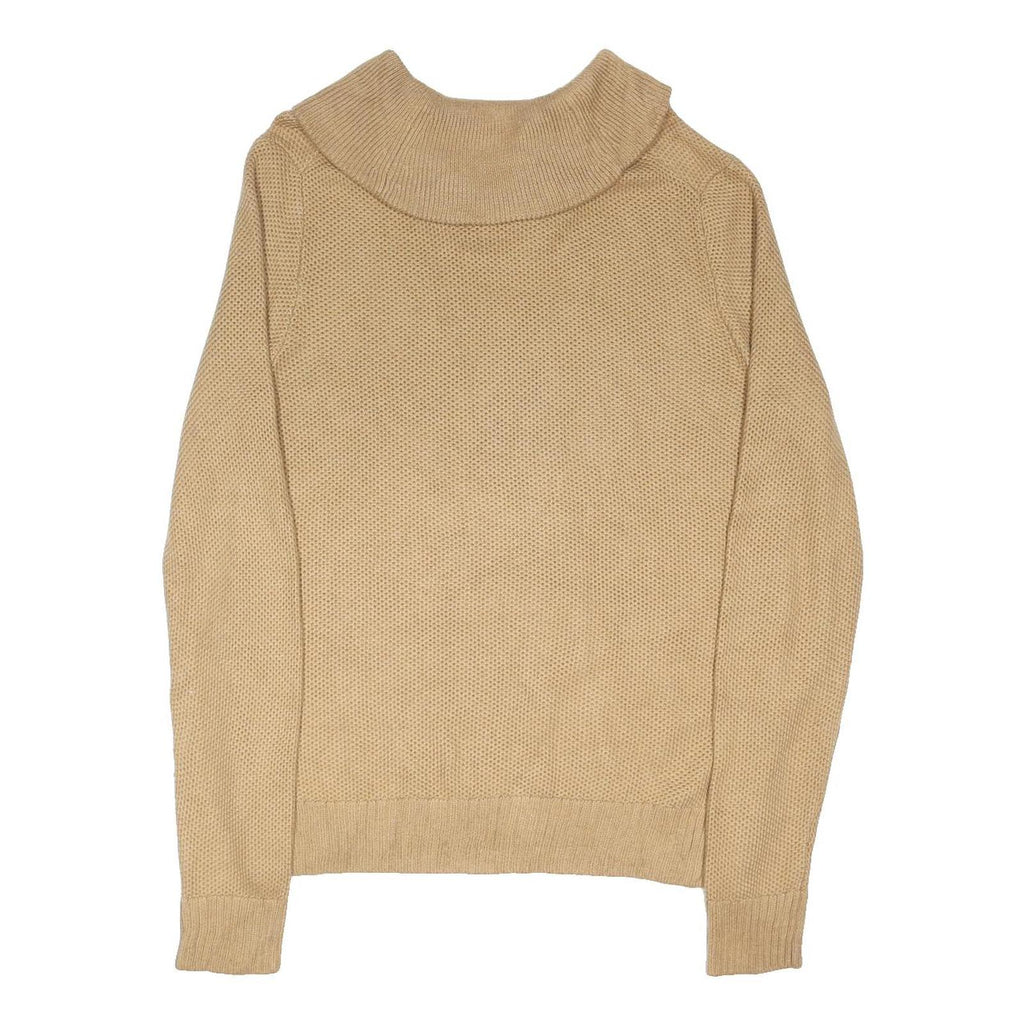 TOMMY HILFIGER Mens Beige Cotton Blend Patterned Shawl Collar Jumper L Cotton