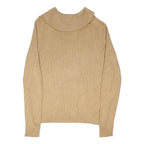 TOMMY HILFIGER Mens Beige Cotton Blend Patterned Shawl Collar Jumper L Cotton