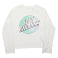 LEVI'S Womens White Cotton Blend Crew Neck XS Sweatshirt Graphic Logo Pullover