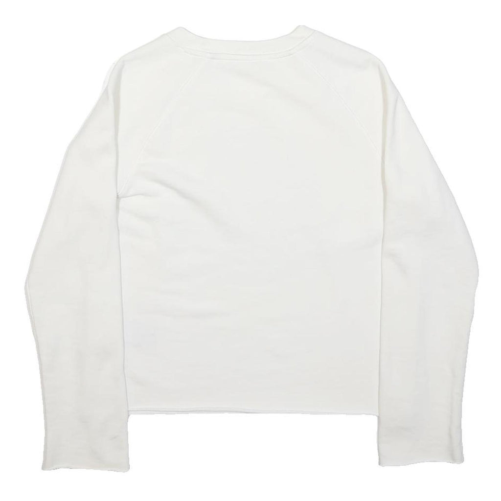 LEVI'S Womens White Cotton Blend Crew Neck XS Sweatshirt Graphic Logo Pullover