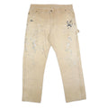 DICKIES Mens Regular Fit Beige Denim Jeans W38 L32 Workwear Utility Paint