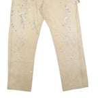 DICKIES Mens Regular Fit Beige Denim Jeans W38 L32 Workwear Utility Paint