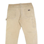 DICKIES Mens Regular Fit Beige Denim Jeans W38 L32 Workwear Utility Paint