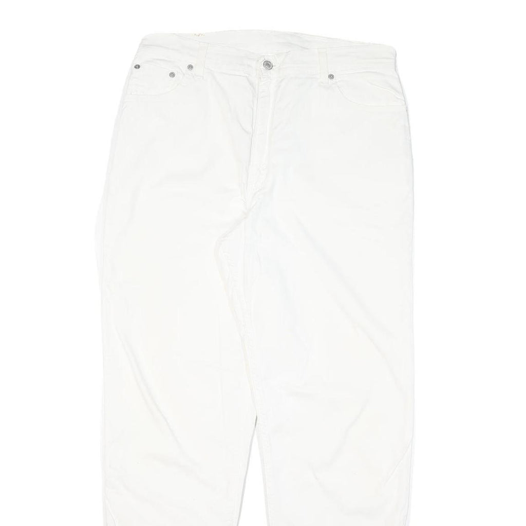 LEVI'S Womens Cotton Blend White Regular Fit Straight Leg Trousers W33 L31