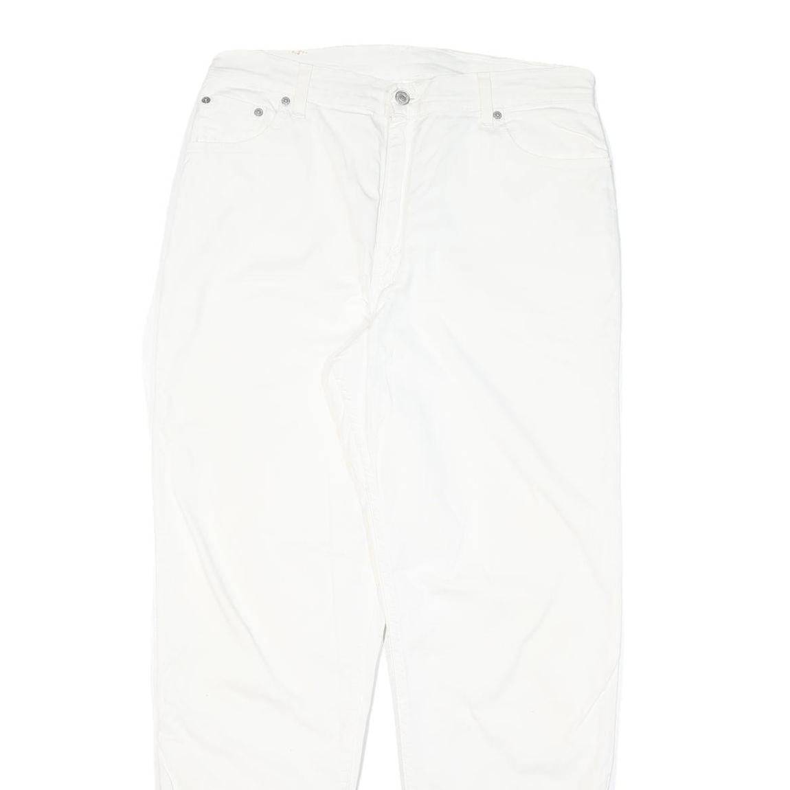 LEVI'S Womens Cotton Blend White Regular Fit Straight Leg Trousers W33 L31