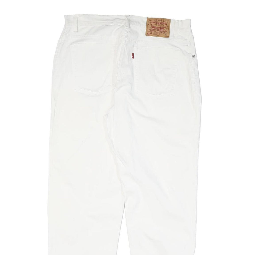 LEVI'S Womens Cotton Blend White Regular Fit Straight Leg Trousers W33 L31