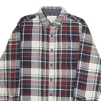 WEATHERPROOF Mens Red Navy & White Checked Shirt M Cotton Blend Casual Long