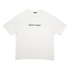 BALENCIAGA Mens White Graphic T-Shirt S Short Sleeve Crew Neck Logo Print Cotton