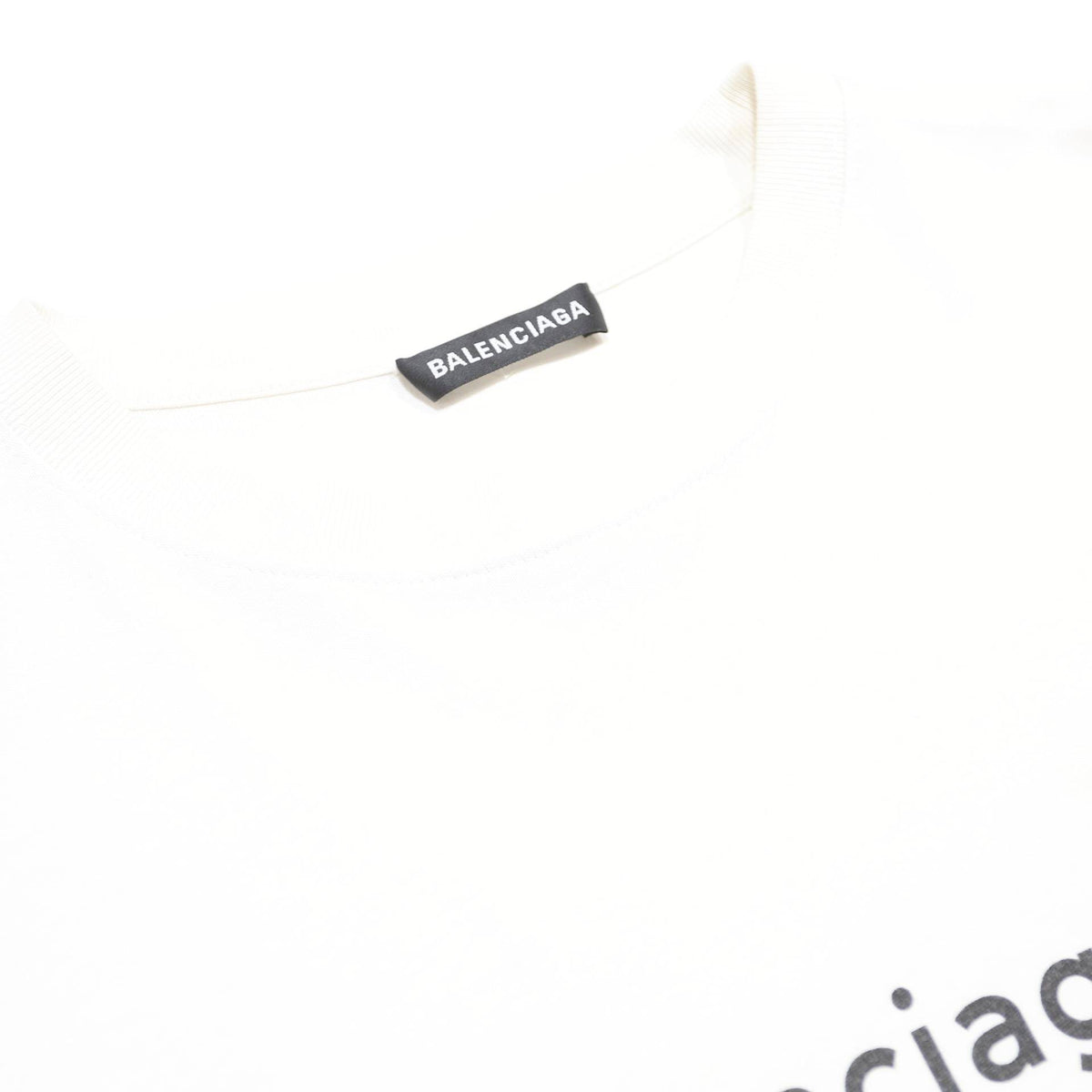 BALENCIAGA Mens White Graphic T-Shirt S Short Sleeve Crew Neck Logo Print Cotton