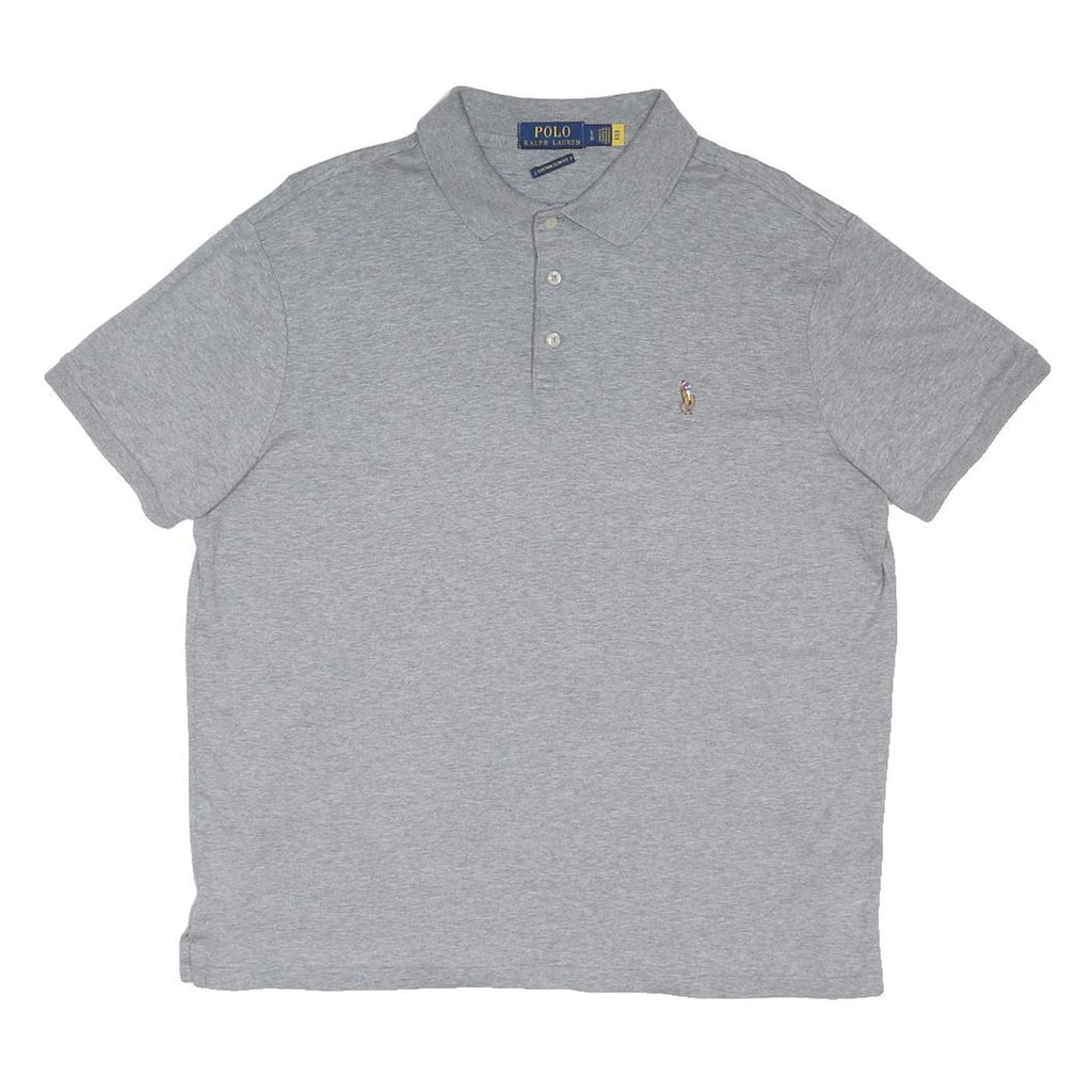 POLO RALPH LAUREN Mens Grey Short Sleeve Plain M Cotton Blend Polo Shirt