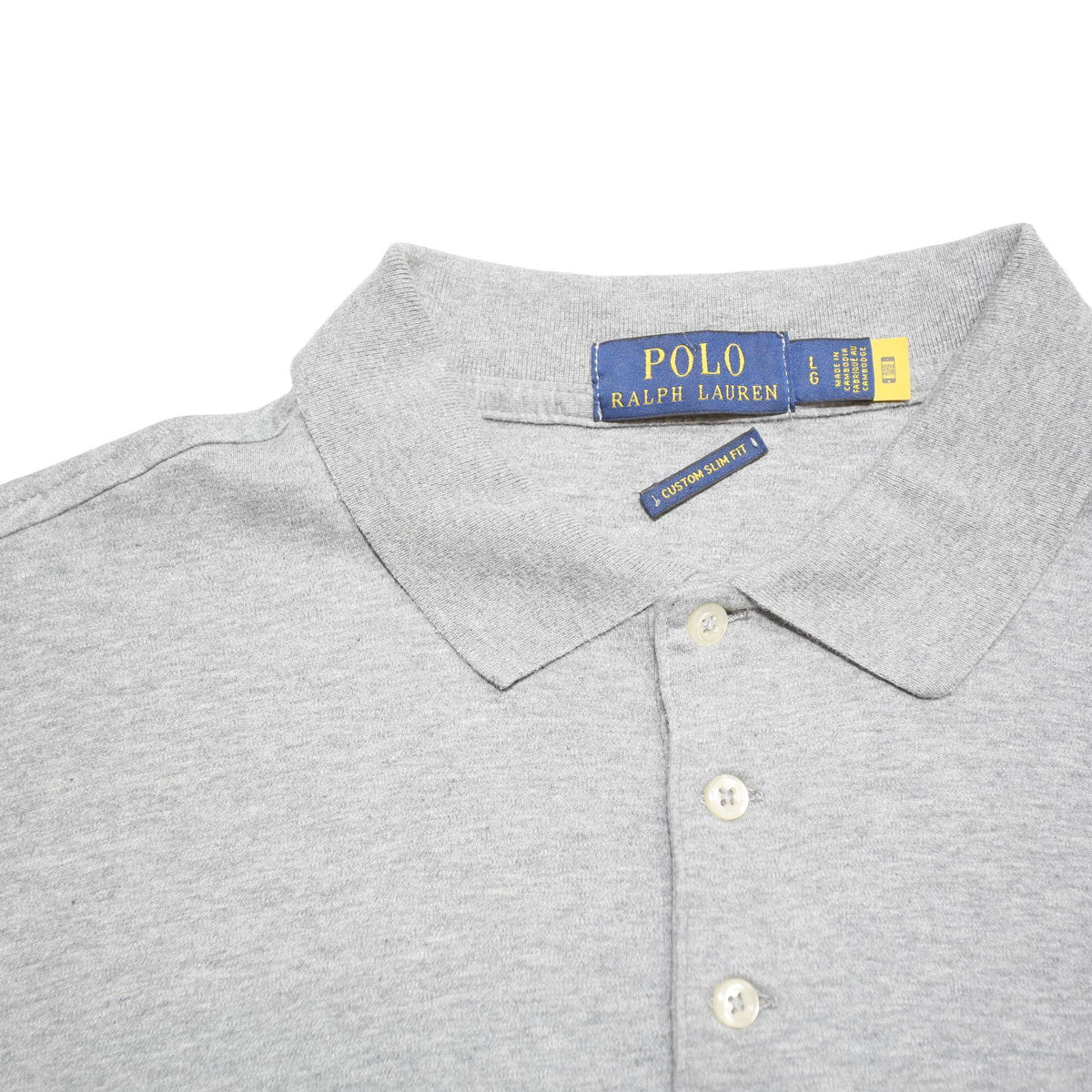 POLO RALPH LAUREN Mens Grey Short Sleeve Plain M Cotton Blend Polo Shirt
